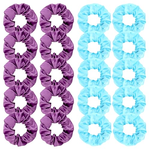 Yission 20 Pcs Satin Hair Scrunchies Purple and Blue Silk Hair Ties