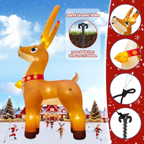 20FT Christmas Inflatable Elk with LED Lights and Bell - Yard Decor, Outdoor Holiday Decoration - Elk Variation