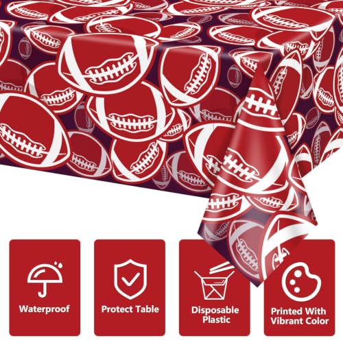 Football Tablecloths for Birthday Party - 4 Pack, 51 x 86 Inch