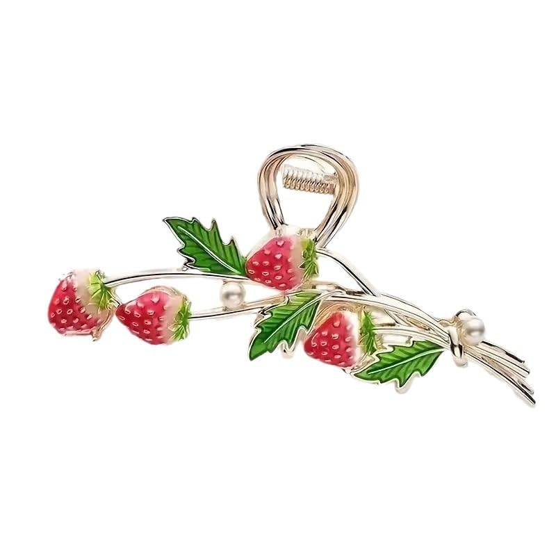 Red Strawberry Metal Hair Claw Clip Non-Slip Strong Hold