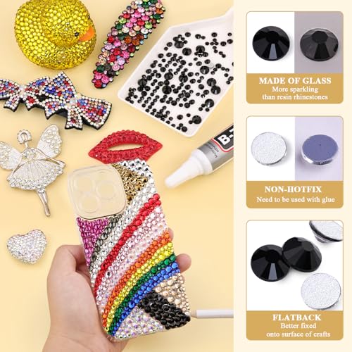 Jet Black Crystal Rhinestones 2500PCS SS10 Flatback Glass Gems for Crafting