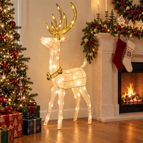 48-Inch Lighted Outdoor Christmas Reindeer Decoration with LED Lights