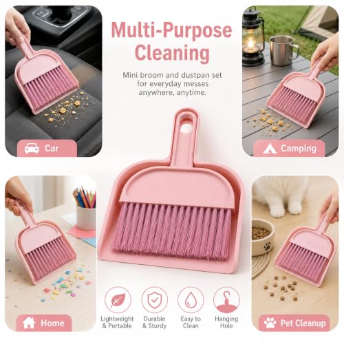 Kryoflare Mini Broom and Dustpan Set for Home, Car, and Travel