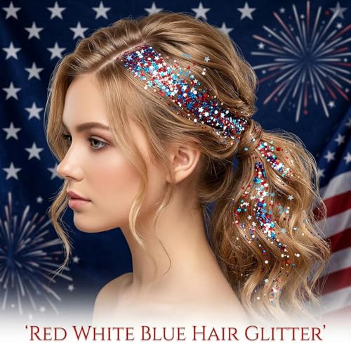 Miniling Patriotic Red White and Blue Body Glitter Gel - 4th of July Face and Hair Makeup