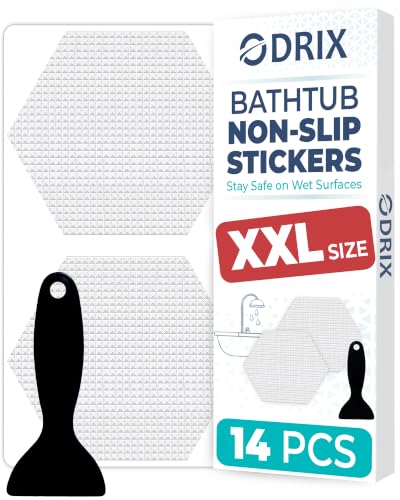 Odrix 4-Inch Hex Anti-Slip Shower Stickers, 14 Pack, Clear PEVA Safety Treads