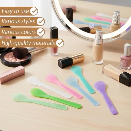 10 Pcs Cosmetic Spatula Set - Reusable Plastic & Metal Makeup Scoops