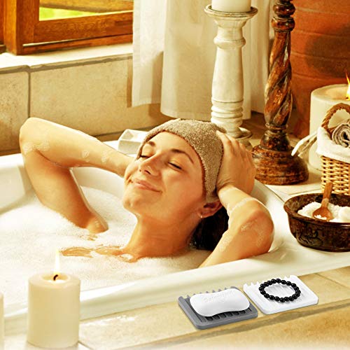 Summer Lemon White Silicone Soap Dish Holder 2-Pack - Anti-Slip Self-Draining Bathroom & Kitchen