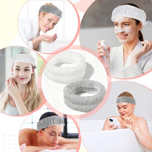 2-Piece Soft Microfiber Spa & Makeup Headband Set - Absorbent Elastic Face Washing Hair Band