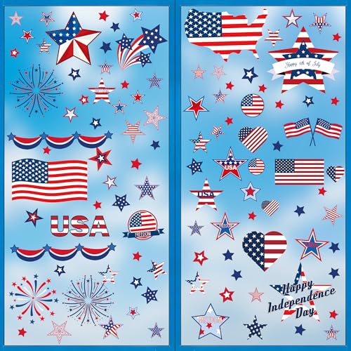 24 Sheets 4th of July Window Clings - Patriotic USA Decorations
