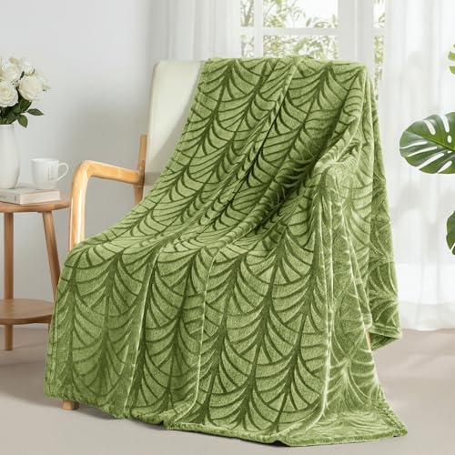 Soft Flannel Fleece Throw Blanket - Olive Green 50"x60"