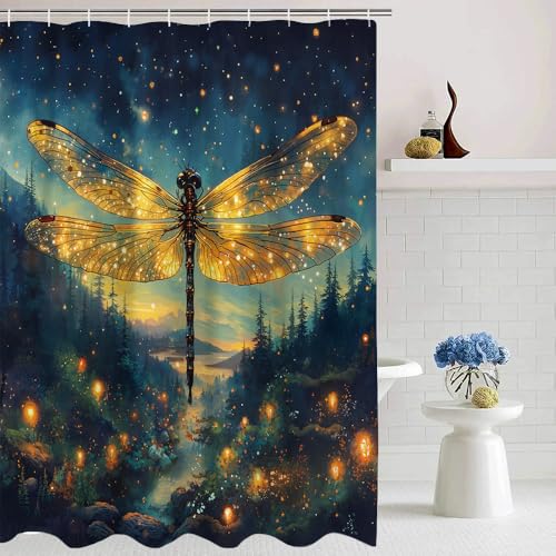 Fantasy Dragonfly Shower Curtain - 70" x 70" Polyester Fabric