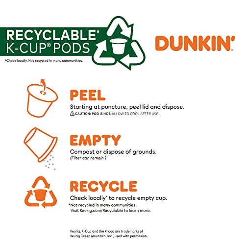 Dunkin' Decaf Medium Roast Coffee K-Cups, 22 Count for Keurig