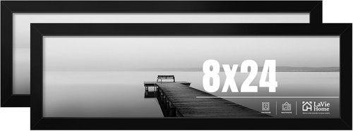 LaVie Home 8x24 Picture Frame - Classic Black Panoramic Display | HD Plexiglass, Vertical & Horizontal Use