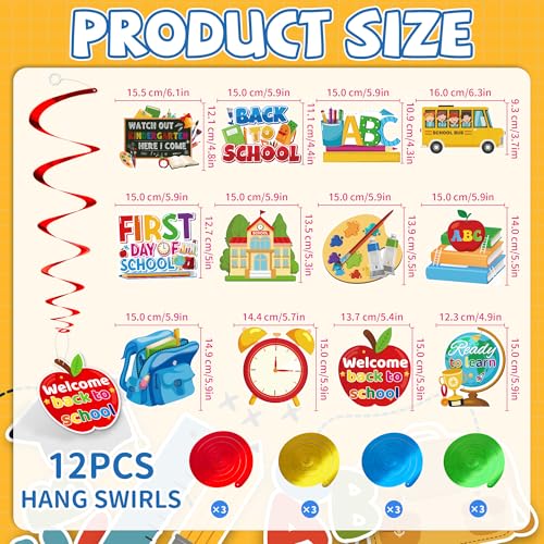 Happy First Day of Kindergarten Decorations Set - Banner & Swirls