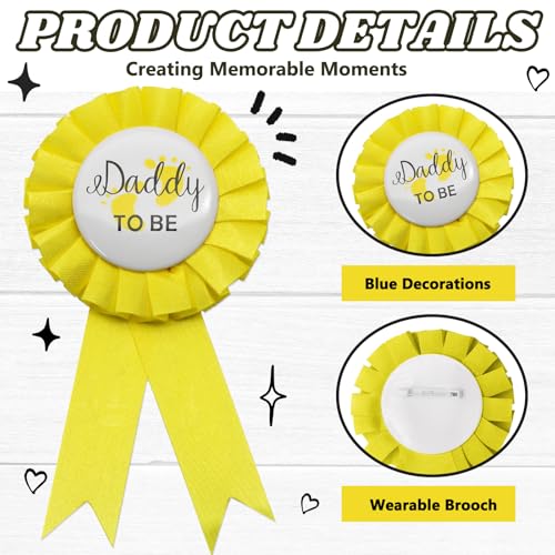 Mommy to Be Sash & Daddy to Be Pin Set - Yellow Satin, 63"
