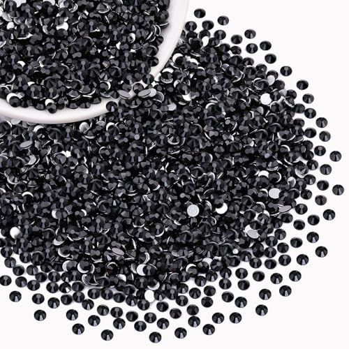 Jet Black Crystal Rhinestones 2500PCS SS10 Flatback Glass Gems for Crafting