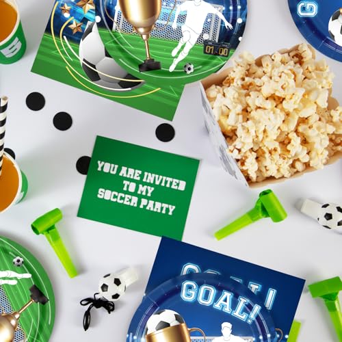 Soccer Party Supplies Set - 40 PCS Disposable Plates & Napkins