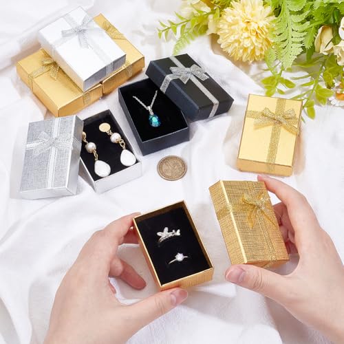 12pcs Metallic Jewelry Gift Boxes with Bowknot - 2x2.7x1 Inch