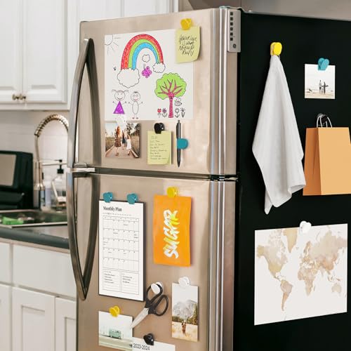Smart&Cool Multicolored Magnetic Clips 8 Pack with Silicone-Coated Base - Anti-Scratch Heavy Duty Office & Kitchen Organizer