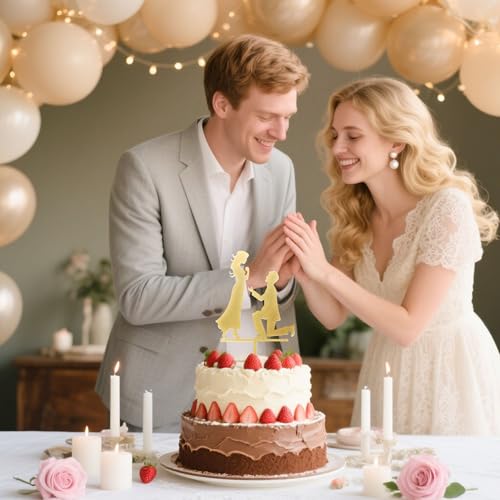 Gold Glitter Mr and Mrs Cake Topper Set - 4 PCS Wedding Decorations