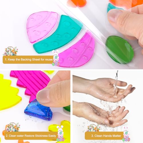 Easter Gel Window Clings Set - 6 PCS Bunny, Eggs & Flowers Decor