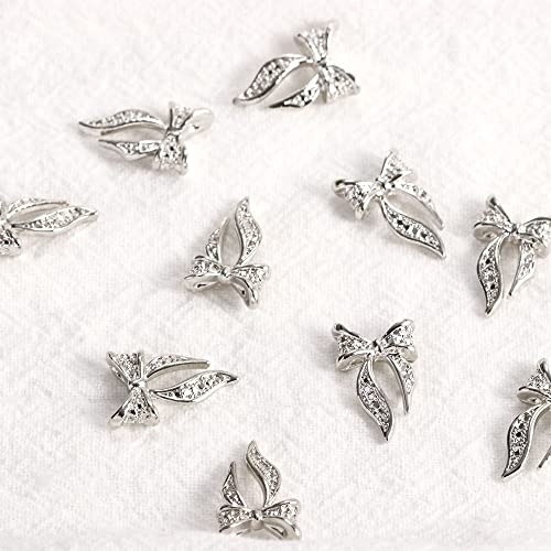 Vctitil 40PCS Gold and Silver Alloy Bow Nail Art Charms