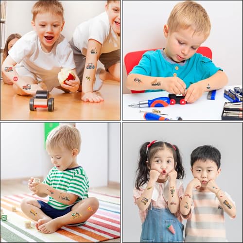 Cars and Trucks Temporary Tattoos for Kids 10 Sheets Construction Vehicle Party Favors