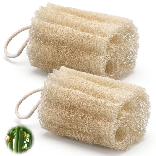 Natural Loofah Sponge 2-Pack Organic Exfoliating Body Scrubber for Shower
