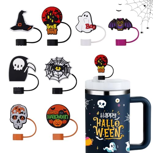 8PCS Halloween Silicone Straw Covers for Stanley Tumblers 10mm