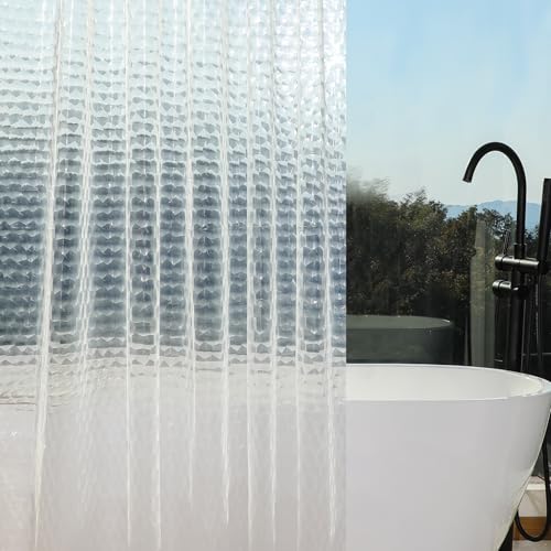 HOUSEWELL 3D Water Cube Sheer Shower Curtain Liner 72x72 - Heavy-Duty Waterproof with Magnets & Hooks