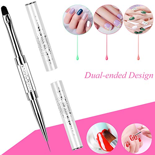 Ycyan Dual-Ended UV Builder Gel Nail Brush & Rhinestone Liner