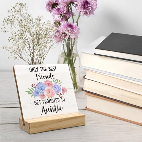 Auntie Gifts Wooden Desk Decor Plaque | 4x4 Inch Funny Sign