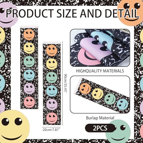 Composition Face Door Window Curtains - Pastel Smile Design, 2 Pcs 7.8 x 35 in Blackout Covers for Classroom & Nursery