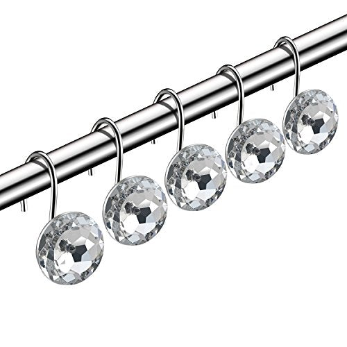 HBlife 12 Pcs Rhinestone Shower Curtain Hooks - Rust Proof & Elegant
