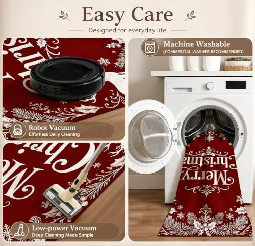 Christmas Elk Rug 3x5 Indoor Washable Floor Mat for Kitchen and Living Room - Festive Holiday Decor