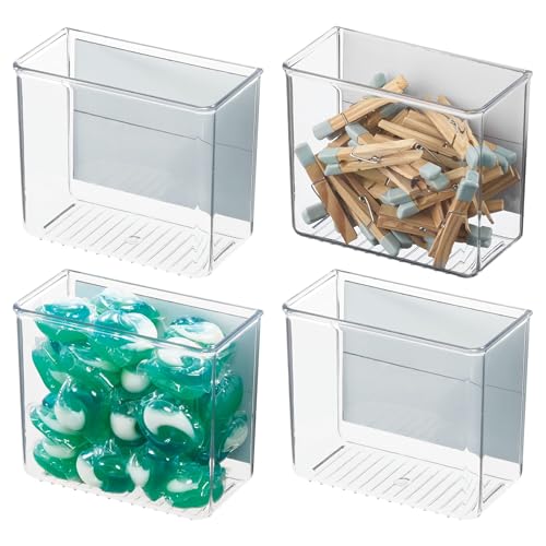 iDesign Magnetic Organizer Bins, Small Clear Storage for Laundry, 4-Pack