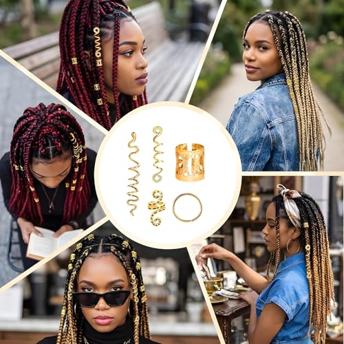 56 Pcs Gold Hair Jewelry Set for Braids & Dreadlock Accessories