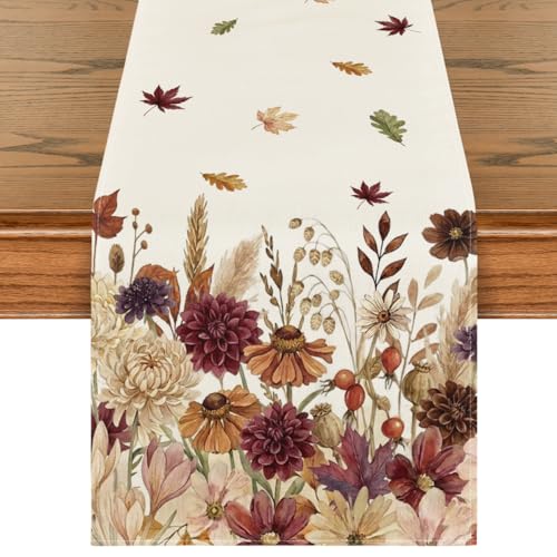 210 GSM Fall Table Runner 13x90 Inch Beige Polyester Home Decor