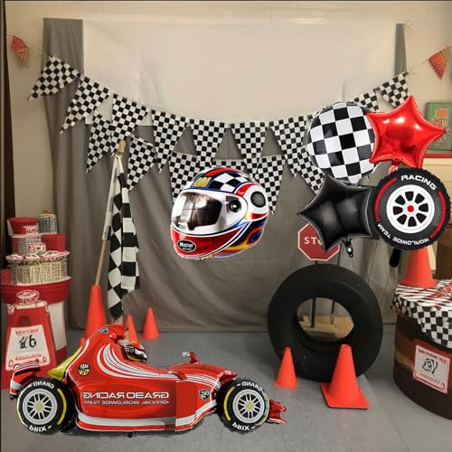 F1 Race Car Balloon Set - 8-Piece Birthday Party Decorations Kit