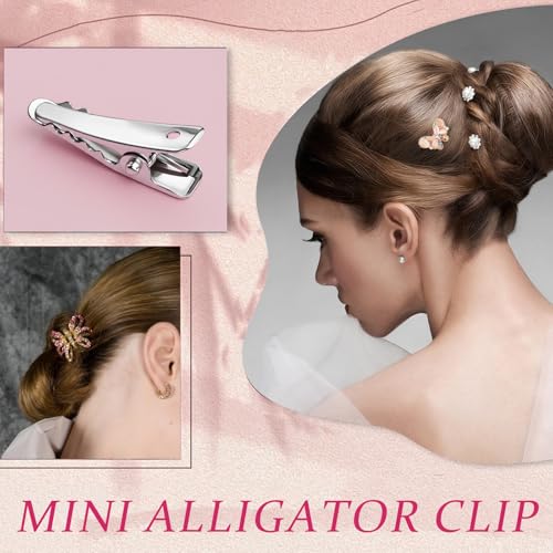HJZHII 100 Pcs Metal Alligator Hair Clips, Mini Silver Hair Pins for Styling and Crafts