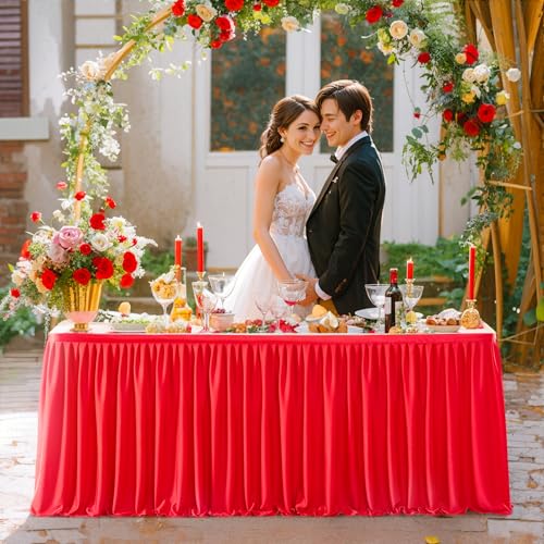 9ft Red Pleated Table Skirt for Rectangle Tables Wedding Party Banquet Decor - Variation of THIS listing