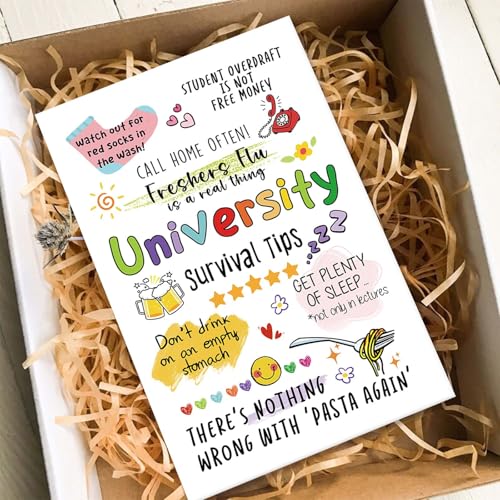 Qiavor University Survival Tips Card for Freshers - Funny College Orientation Gift