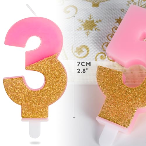 Pink Glitter 16th Birthday Candles - Number 16 Cake Topper