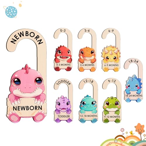 Dinosaur Baby Closet Dividers - Wooden Size Organizers for 0-24 Months