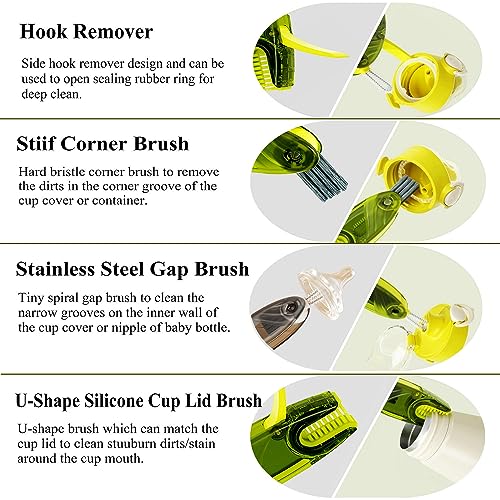 CraftinAround 4-in-1 Multifunctional Cup Lid Cleaning Brush Set, Bright Blue