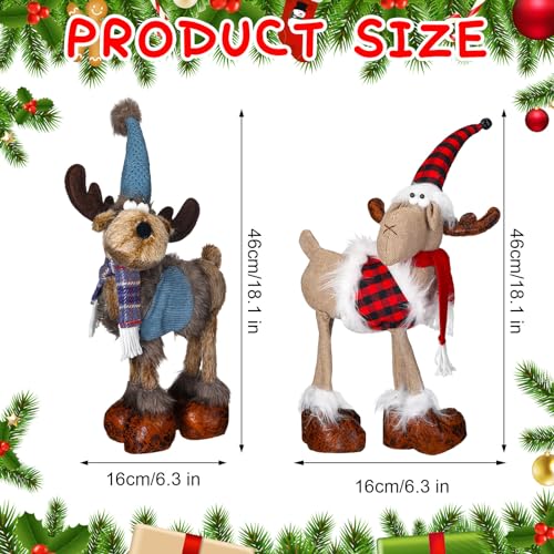 Christmas Reindeer Figurines Plush Set - Felt Standing Elk Decorations