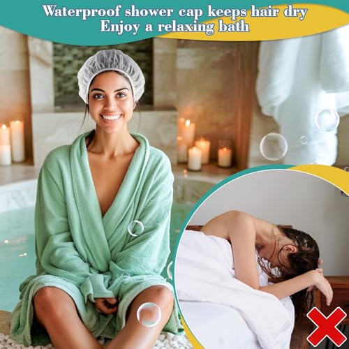 MAQIHAN 6-Pack Large Reusable Waterproof Shower Caps for Long Hair