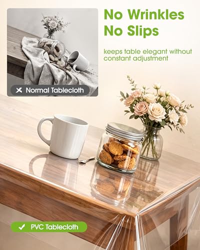 Clear PVC Tablecloth Protector 60 x 84 Inch - Waterproof Rectangular Cover