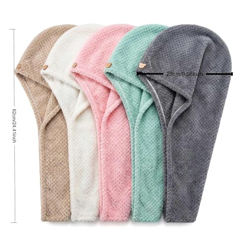 Microfiber Hair Towel Wrap for Wet Hair - Super Absorbent Turban (Beige)