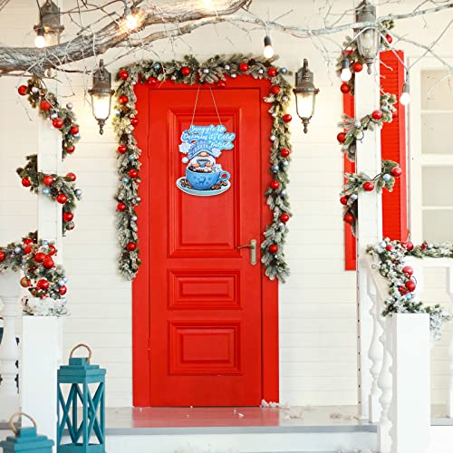 Christmas Door Sign Gnome Snowflake Decor - Blue Holiday Wall Plaque